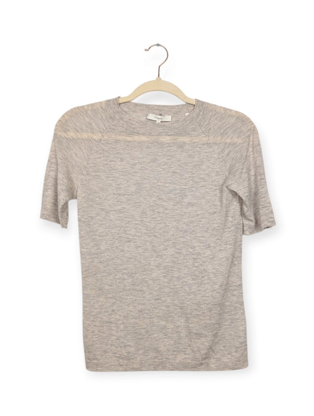 Vince Lightweight Knit Top XS Grey Short Sleeve Crewneck Sweater Top